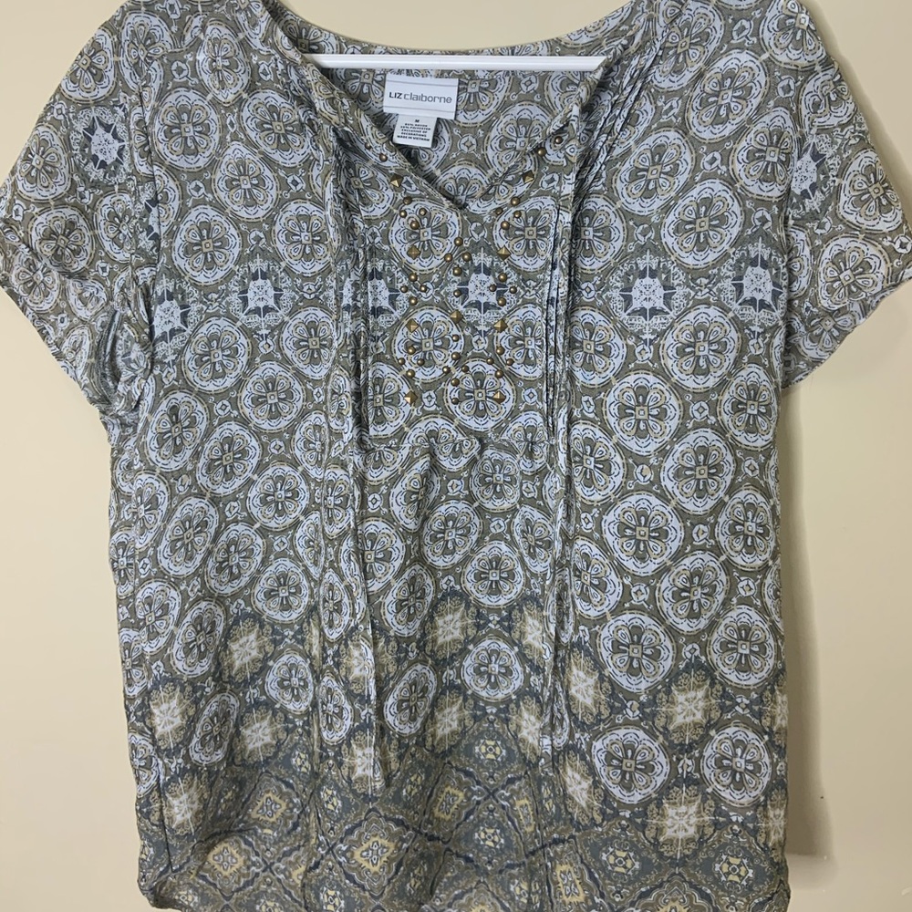 patterned peasant top